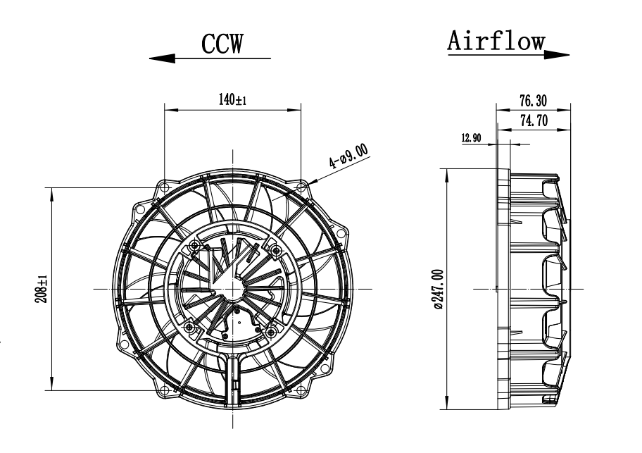 DC 9inch 24V Brushless Axial Fan WBLF-901-BS1200
